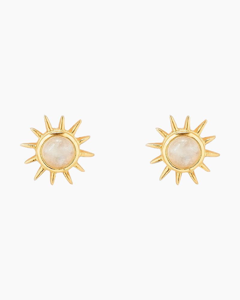 Moonstone Sunray Stud Earrings