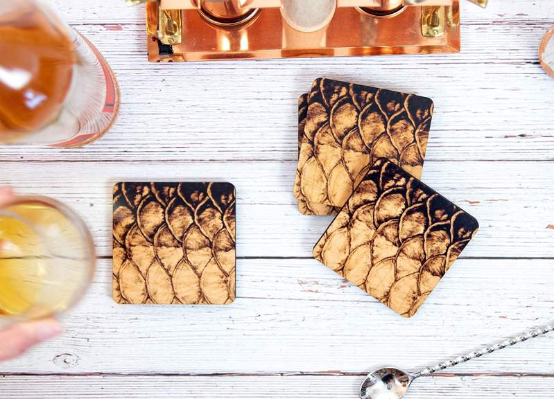 Mokie Burns Wood Coasters (Set of 4)